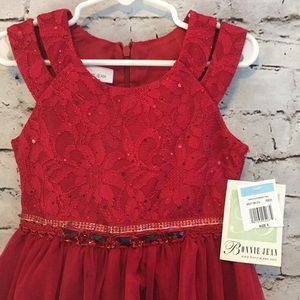Girls Red Formal Dress - Shining Top Detailing 5T